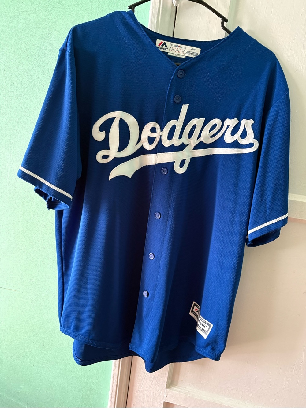 Majestic Royal Dodger  Blue Button Front Baseball Jersey